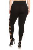 Plus Size Side Slashed Leggings