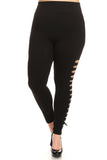 Plus Size Side Slashed Leggings